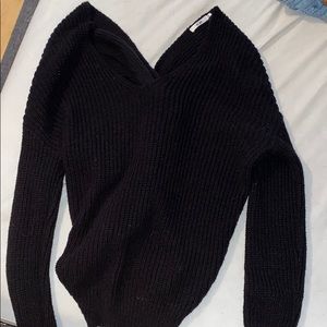 Francesca’s Black Sweater with Tied Back